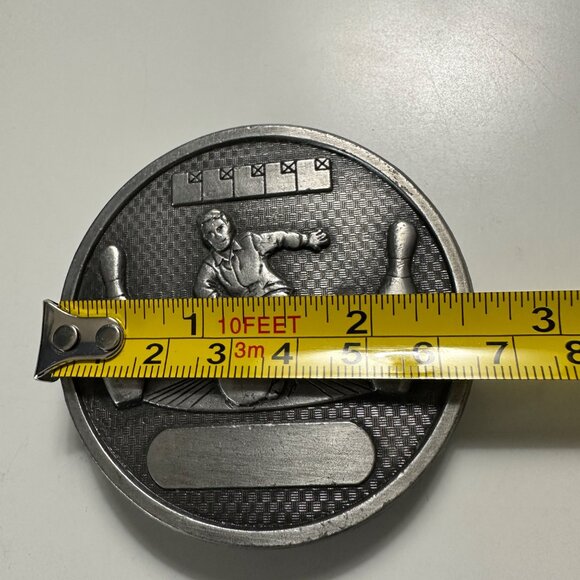 VTG 1976 Bergamot Brass Works Hal Larson 0-85 2.5” Round Bowling Belt Buckle - Picture 5 of 5